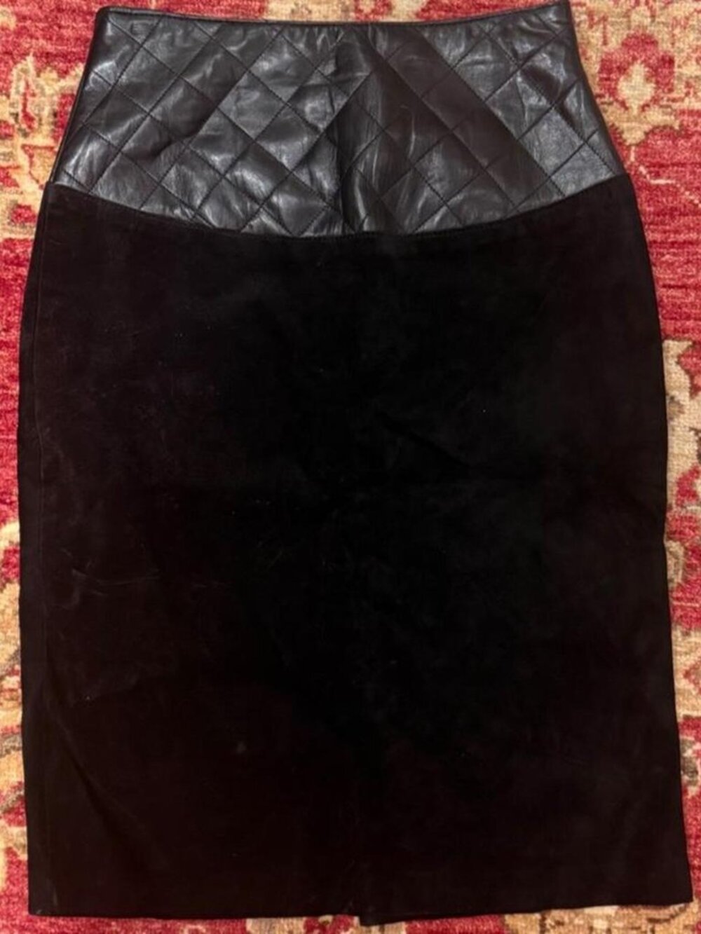 Suede & lamb leather skirt